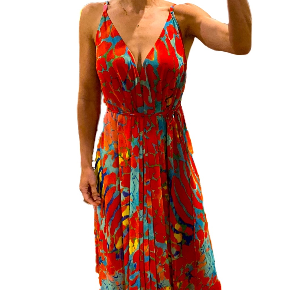 Colorful slip dress with tie